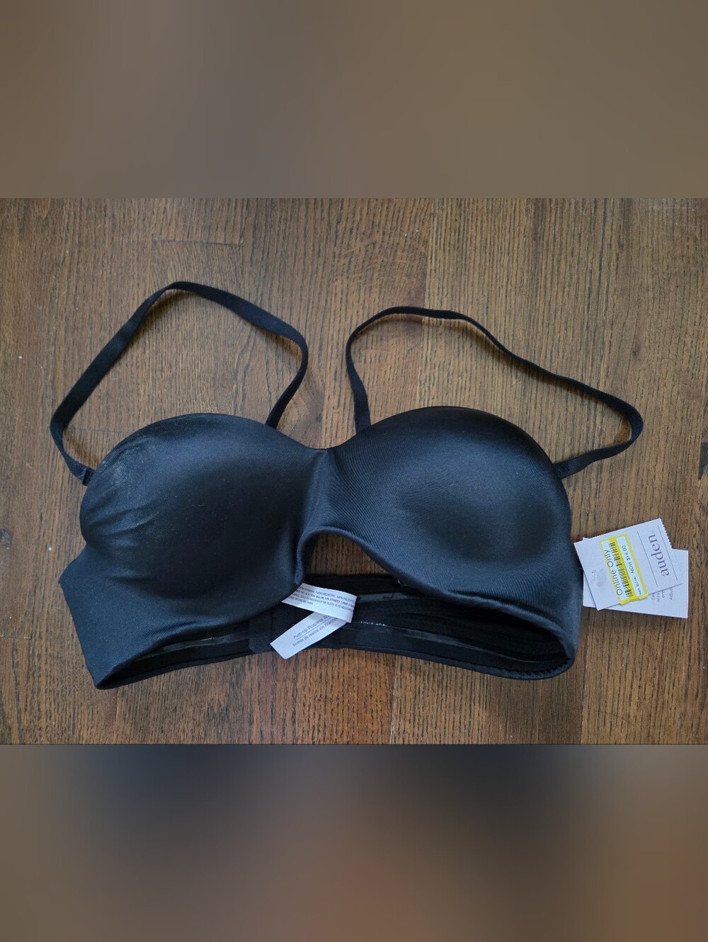 New Auden Womens 34B Black Smooth Push-up Strapless Bra